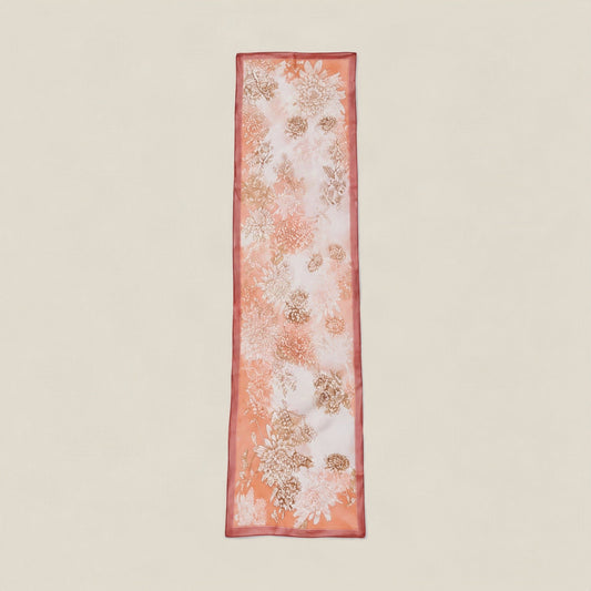 Orange mulberry silk long scarf