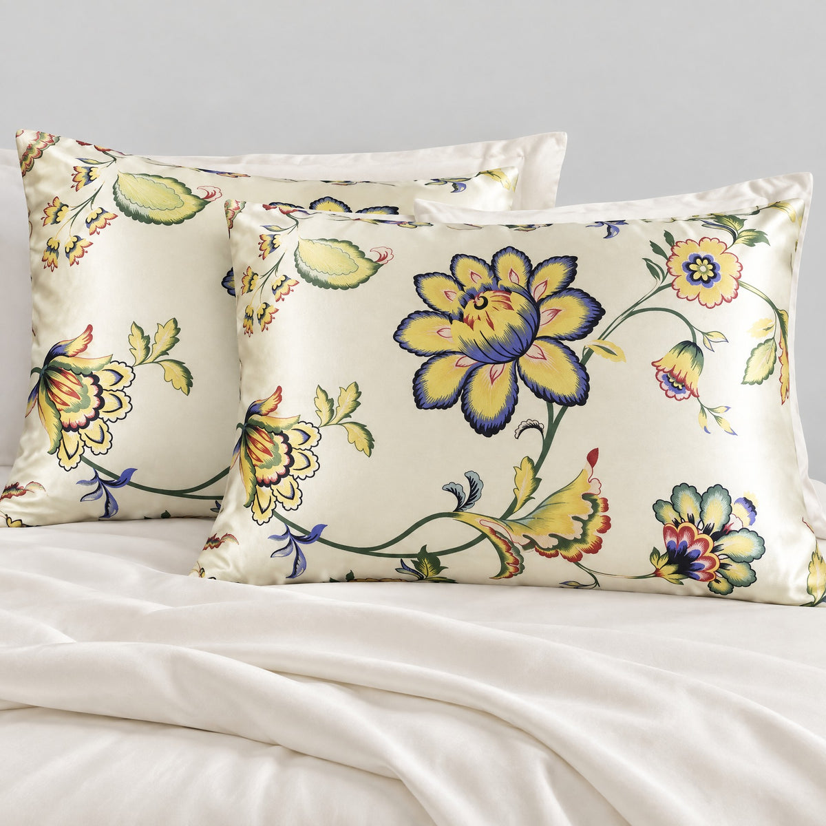 Sunlit Jacobean Printed Mulberry Silk Pillowcase – 20 x 30 in