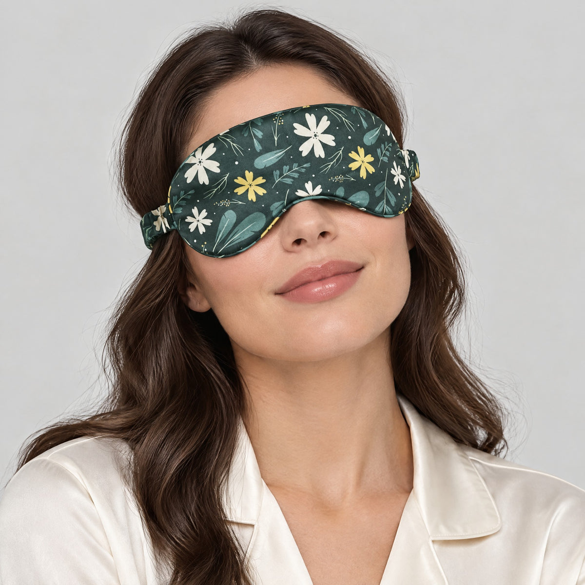Verdant Jade Printed Mulberry Silk Sleep Eye Mask