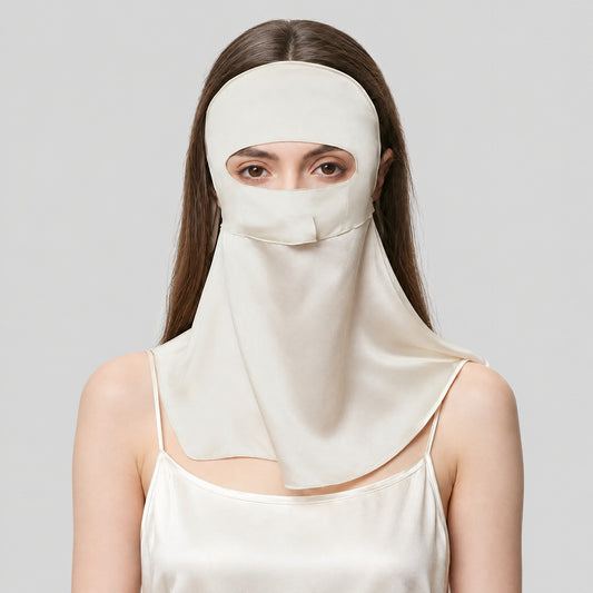 Funda facial de seda de morera con cubrenuca