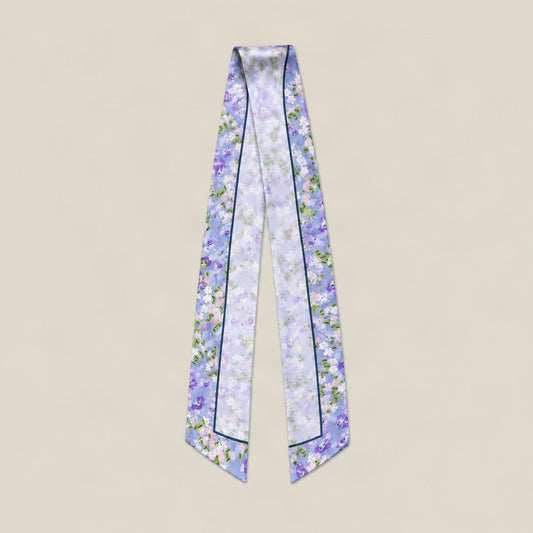 Spring Field Song slim mulberry silk scarf