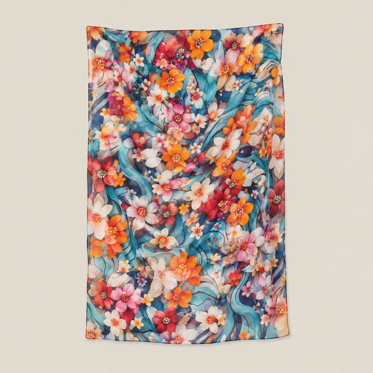 Ink Wash Small Florals mulberry silk scarf