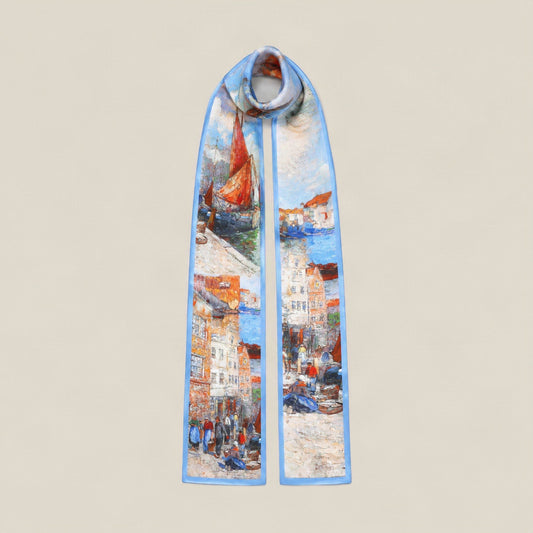 Harbor Imprint slim mulberry silk scarf