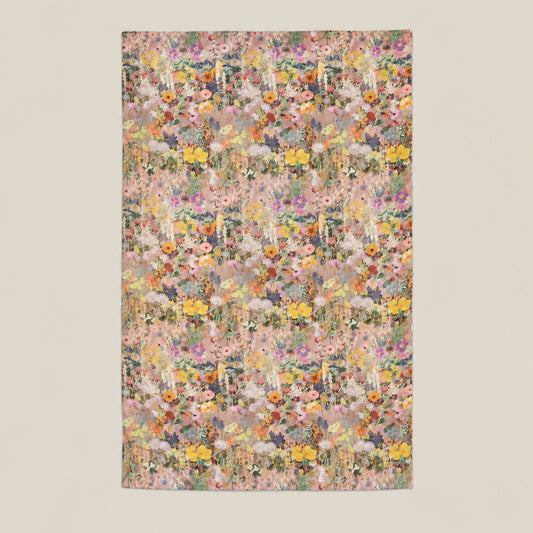 Yellow Doodle Floral mulberry silk scarf