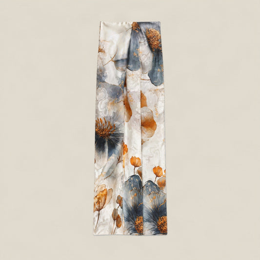 Gilded Florals jacquard mulberry silk scarf
