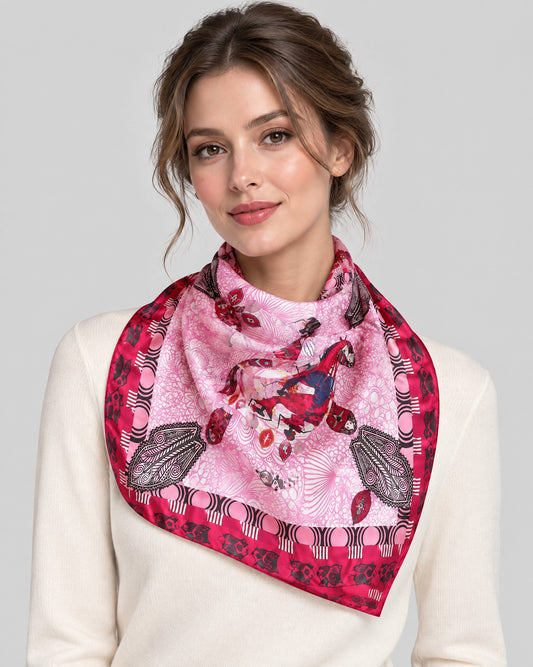 Tribal Print Mulberry Silk Square Scarf – 43 x 43 in