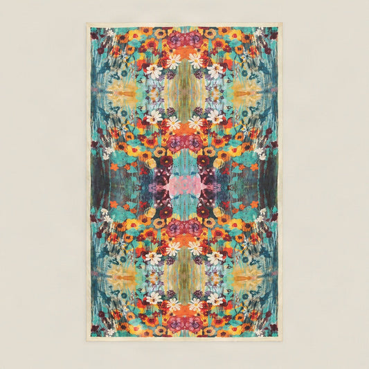 Colorful Tiny Blooms mulberry silk scarf