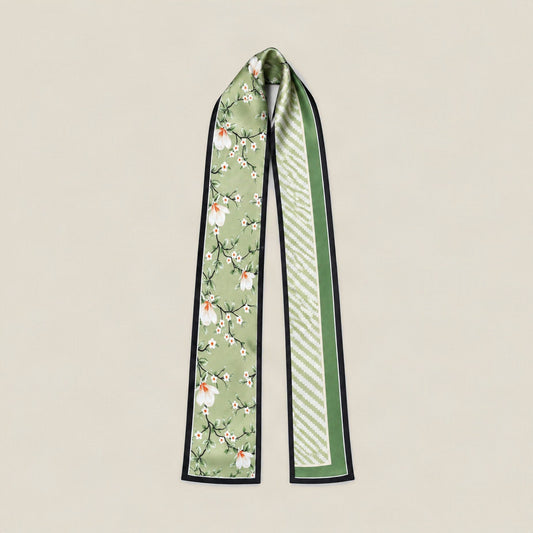 Spring Scenery slim mulberry silk scarf