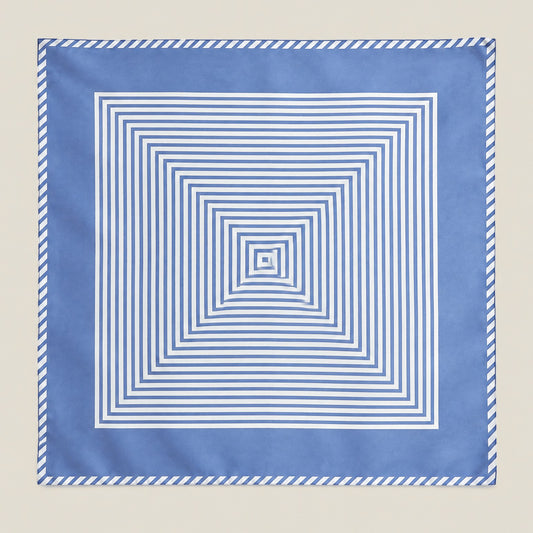 Blue Stripe mulberry silk square scarf