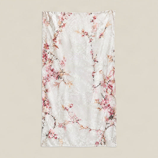 Plum Blossom jacquard mulberry silk scarf