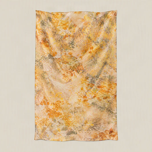 Golden branch mulberry silk scarf, 69 x 43 in