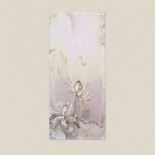 Lotus Rhyme mulberry silk scarf