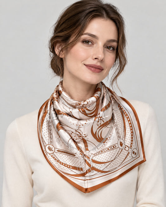 Equestrian Weave Mulberry Silk Square Scarf – 27 in