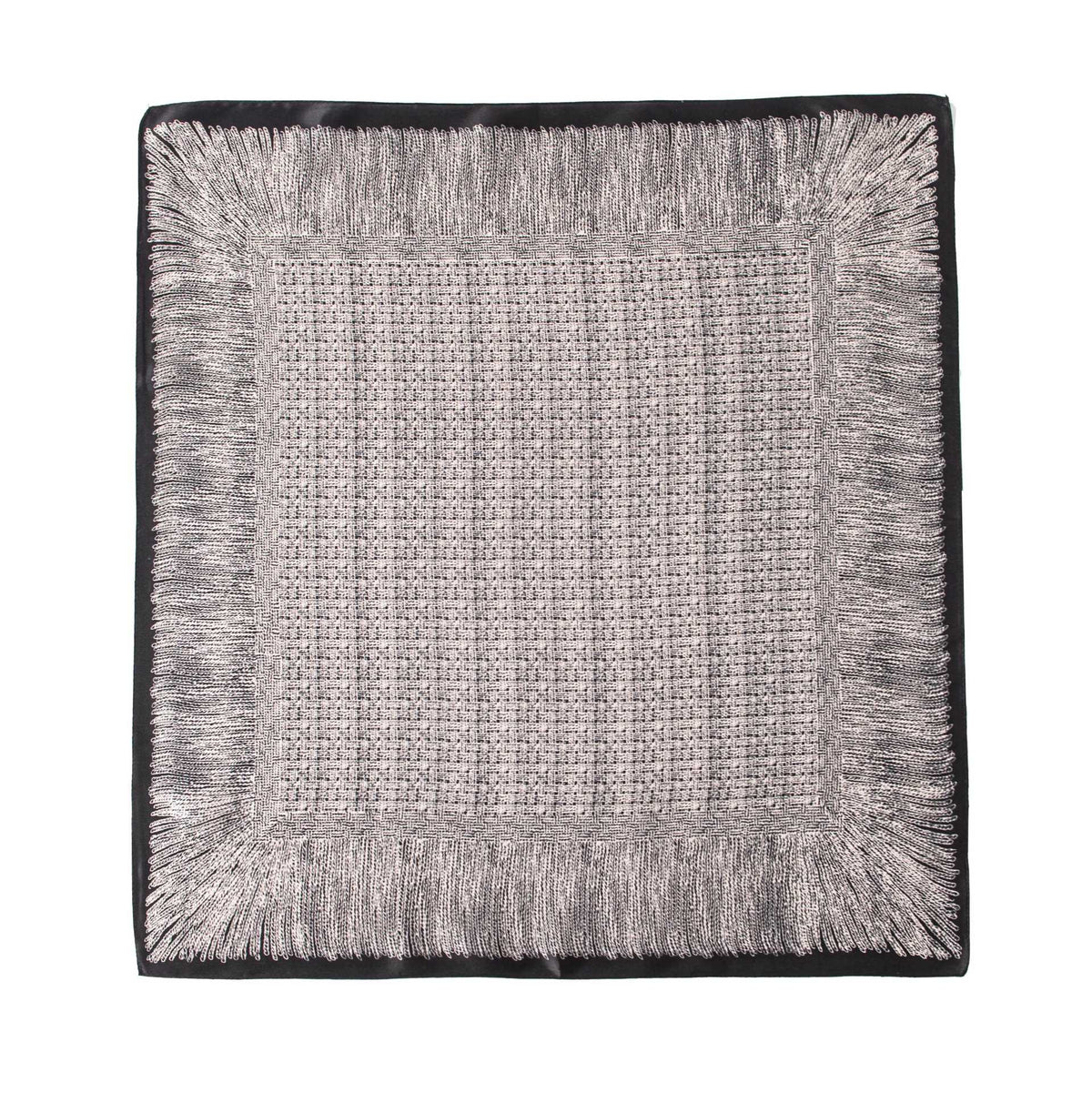 Black gray tweed print mulberry silk square scarf
