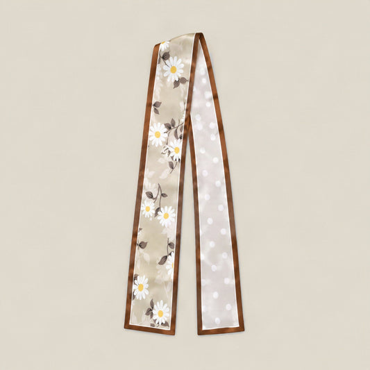 Sunny Daisy slim mulberry silk scarf