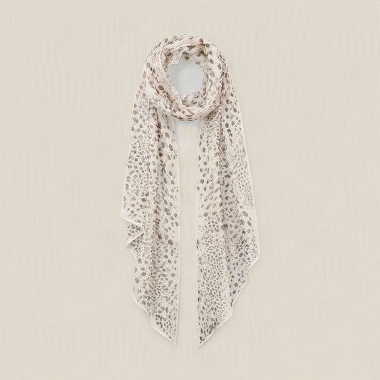 Snow Leopard Spirit mulberry silk scarf