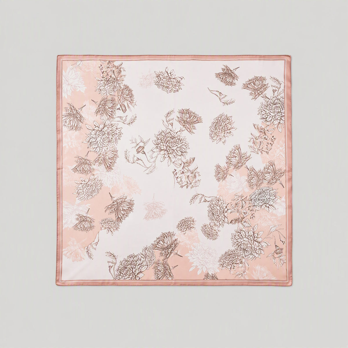 Elegant Peony Mulberry Silk Square Scarf – 21 x 21 in