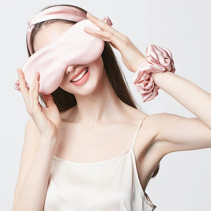 16 Momme Embroidered 100% Mulberry Silk Sleep Eye Mask – Light-Blocking, Breathable for Travel & Sleep