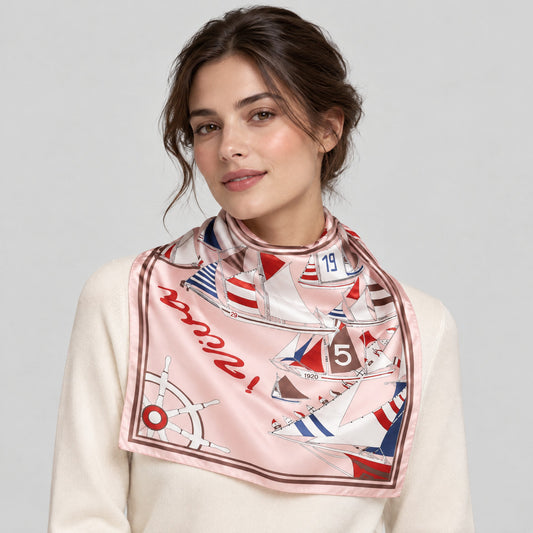 Sailboat No. 5 Mulberry Silk Square Scarf – 27 in