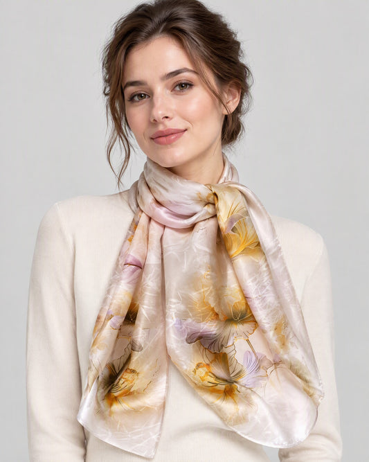 Bamboo Serenity Jacquard Mulberry Silk Scarf – 21 x 67 in