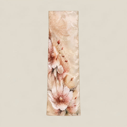 Floral Shadows jacquard mulberry silk scarf