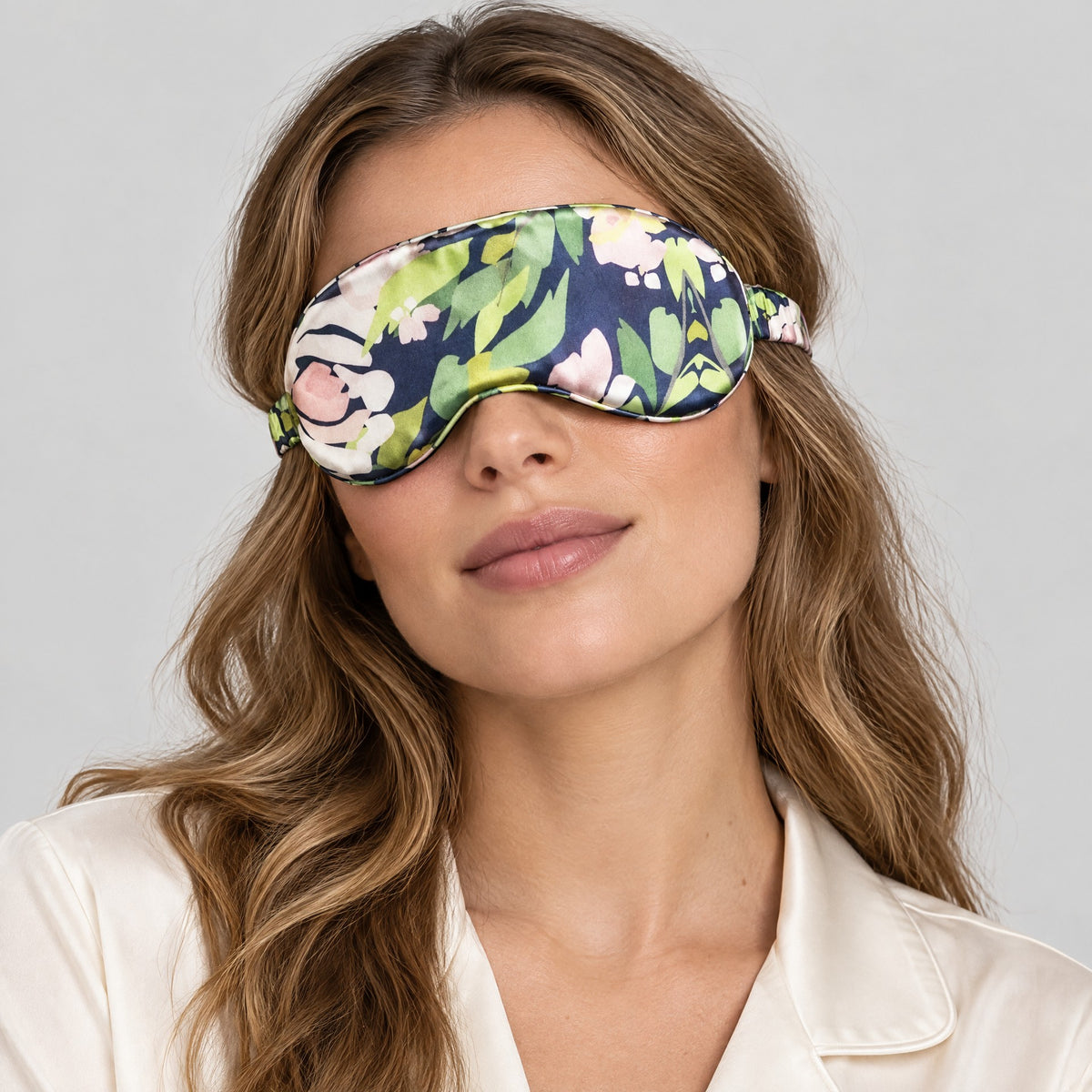 Misty Gray Printed Mulberry Silk Sleep Eye Mask