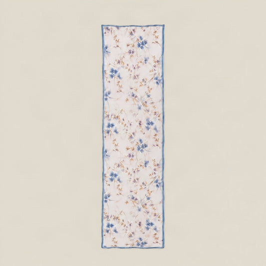 Blue Branch mulberry silk long scarf