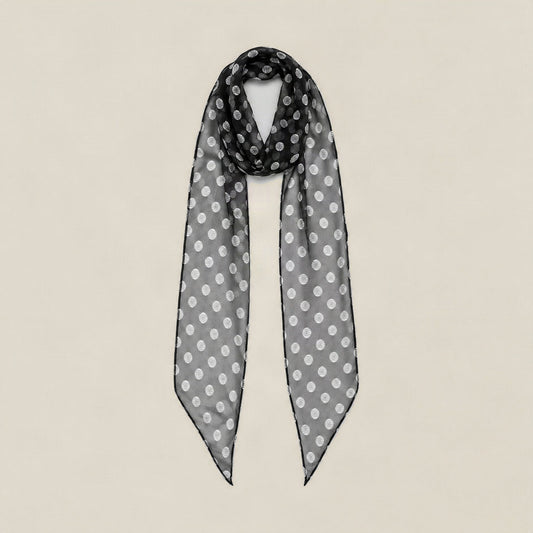 Black water wave dot mulberry silk scarf