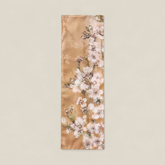 Peach Stream jacquard mulberry silk scarf