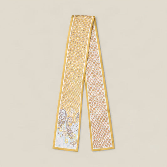 Gilded Dream slim mulberry silk scarf