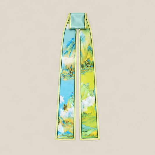 Cloud Peaks slim mulberry silk scarf