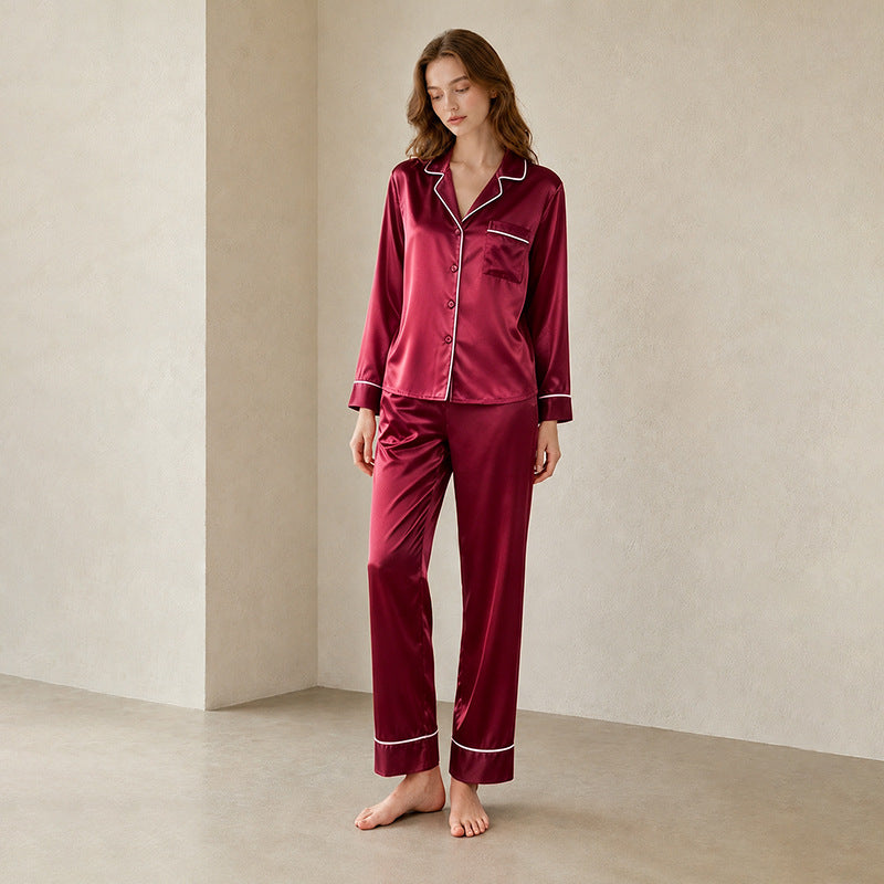 Wine Red 16 Momme mulberry silk pajama set