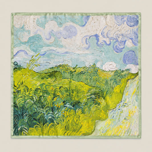Oil Painting Prairie mulberry silk square scarf