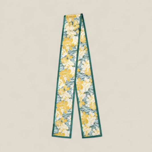 Calendula Letter slim mulberry silk scarf
