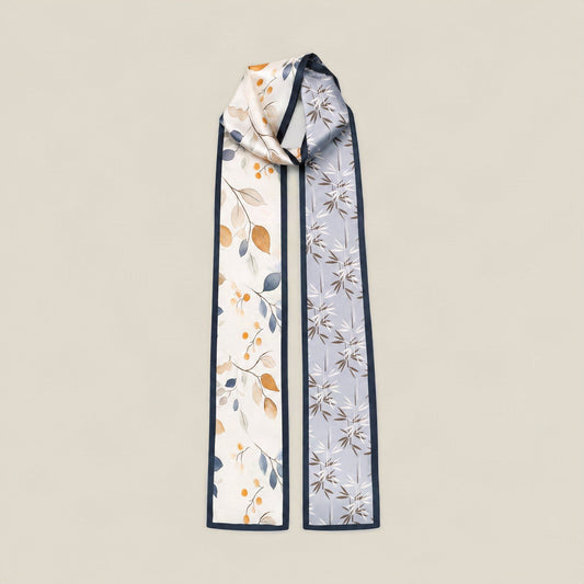 Autumn Bamboo slim mulberry silk scarf