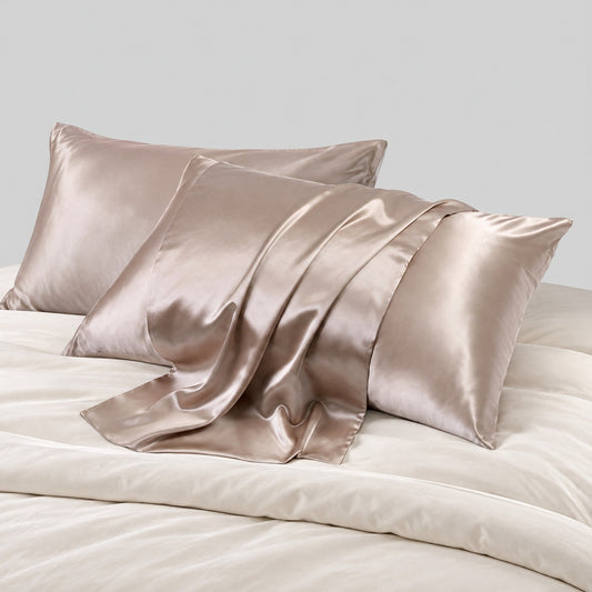 22 Momme Glossy Double-Sided Silk Pillowcase with Hidden Zipper, Multicolour 100% Mulberry Silk Satin Weave