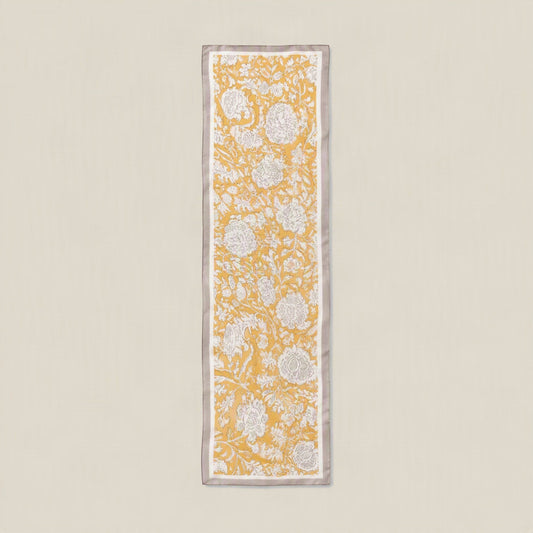 Yellow Dandelion mulberry silk long scarf