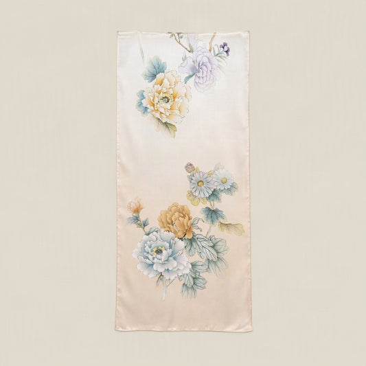 Pastel scroll mulberry silk scarf