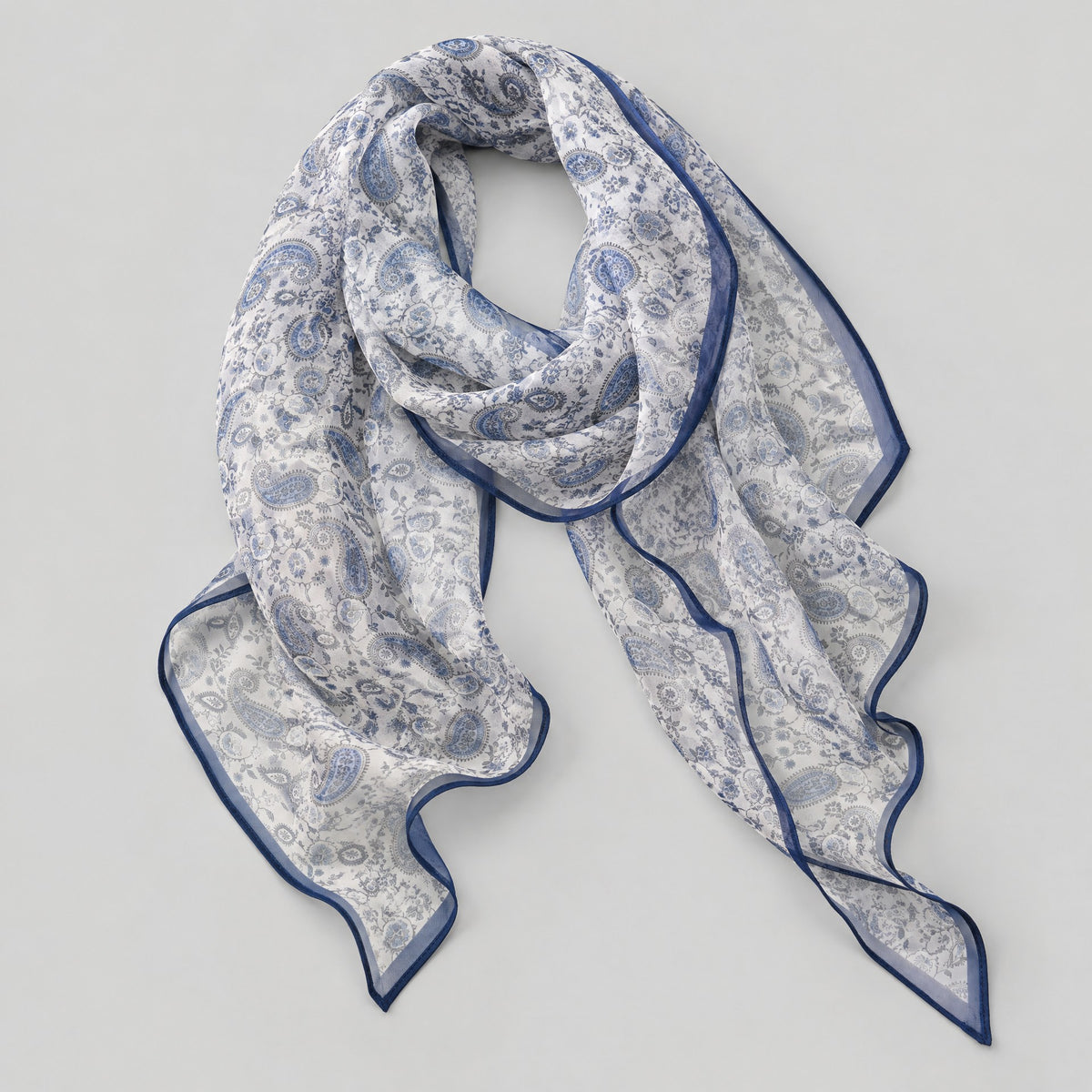 Cashew Print Mulberry Silk Long Scarf – 13 x 63 in