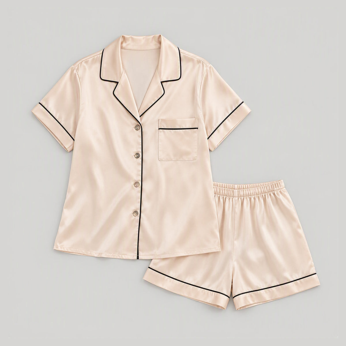 19 Momme Mulberry Silk Short Sleeve Pajama Set – Shorts