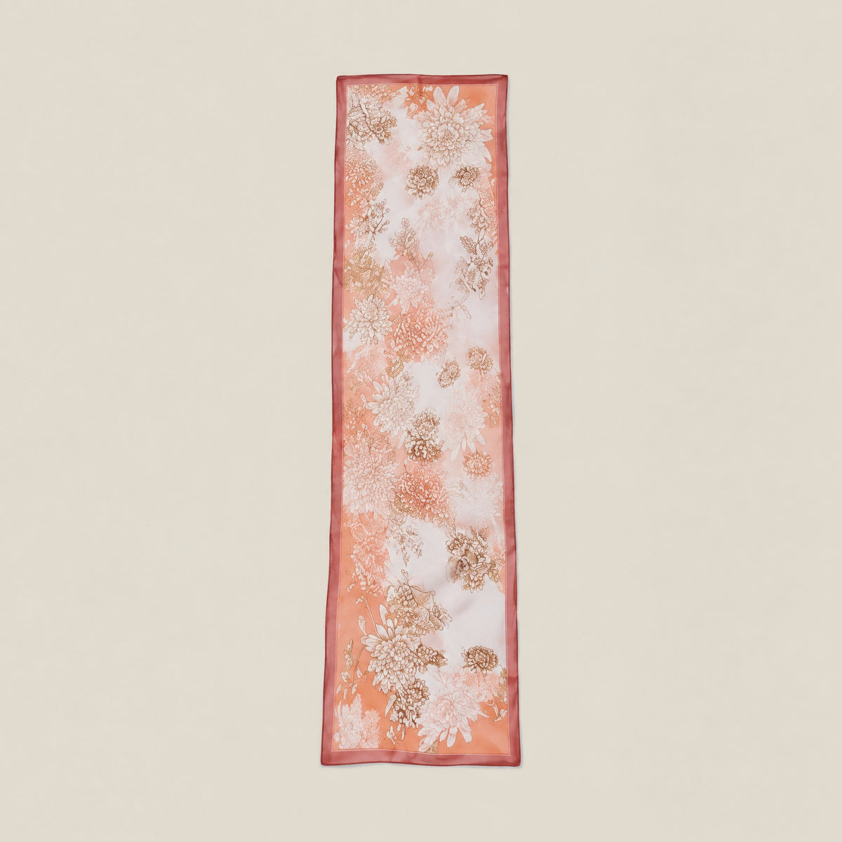 Orange mulberry silk long scarf
