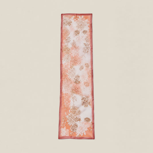Orange mulberry silk long scarf