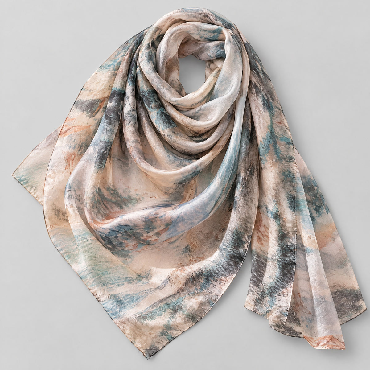 Vintage Small Town Mulberry Silk Oversized Scarf – 69 x 43 in