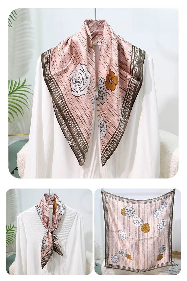 Square Mulberry Silk Scarf - Vintage French Print – SuuSilk