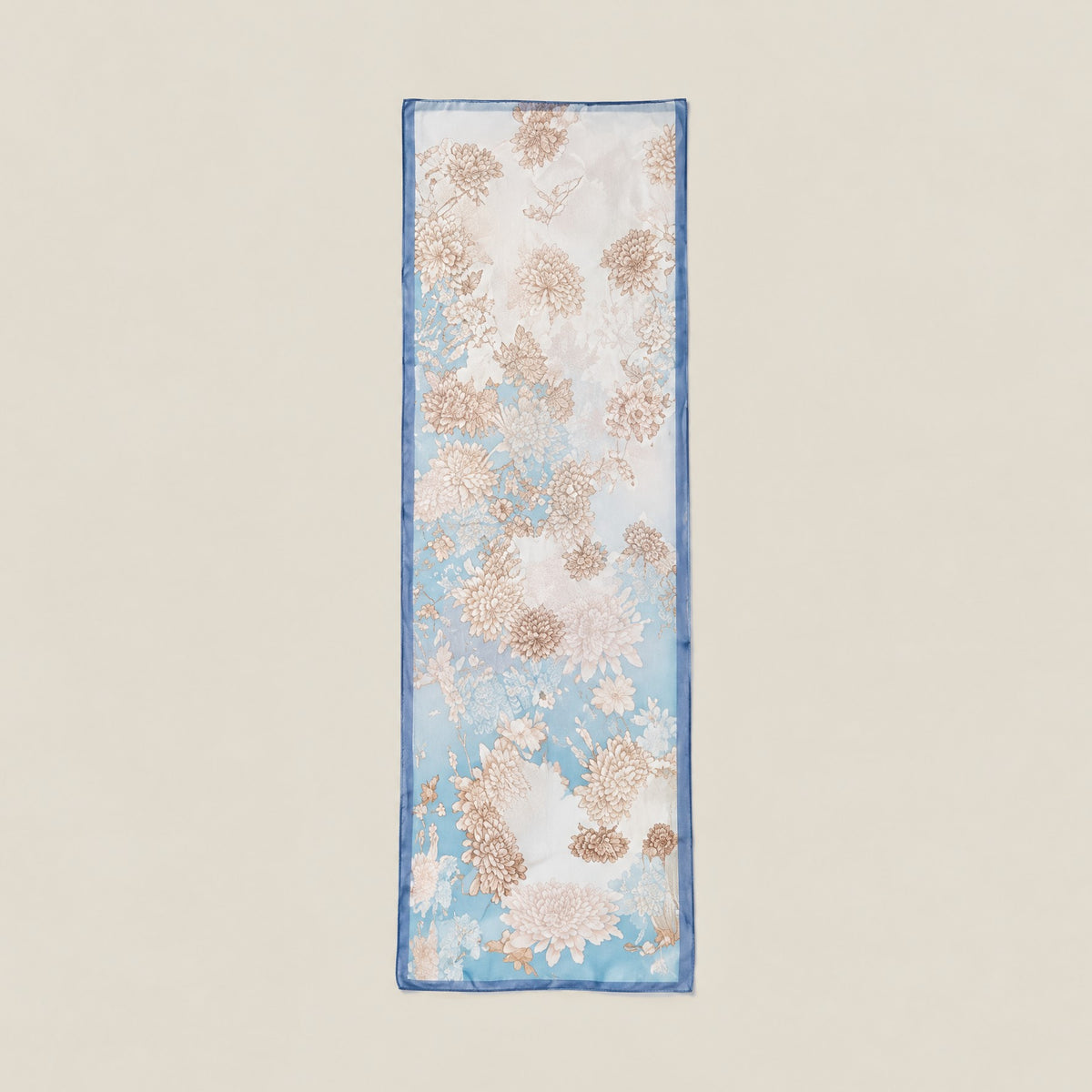 Blue mulberry silk long scarf