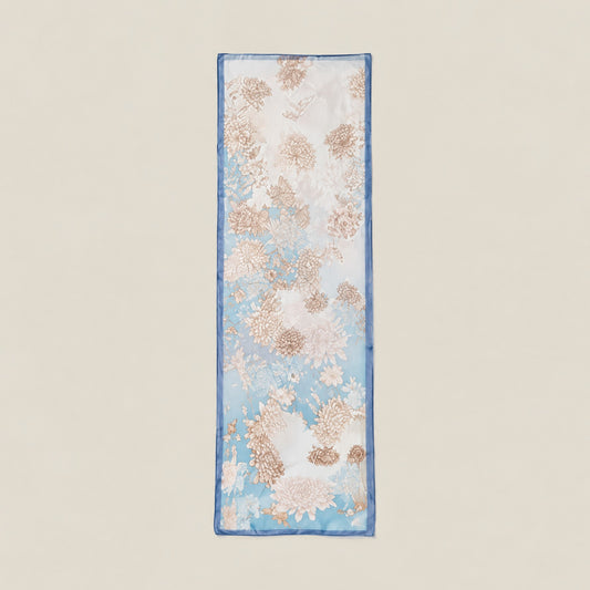 Blue mulberry silk long scarf