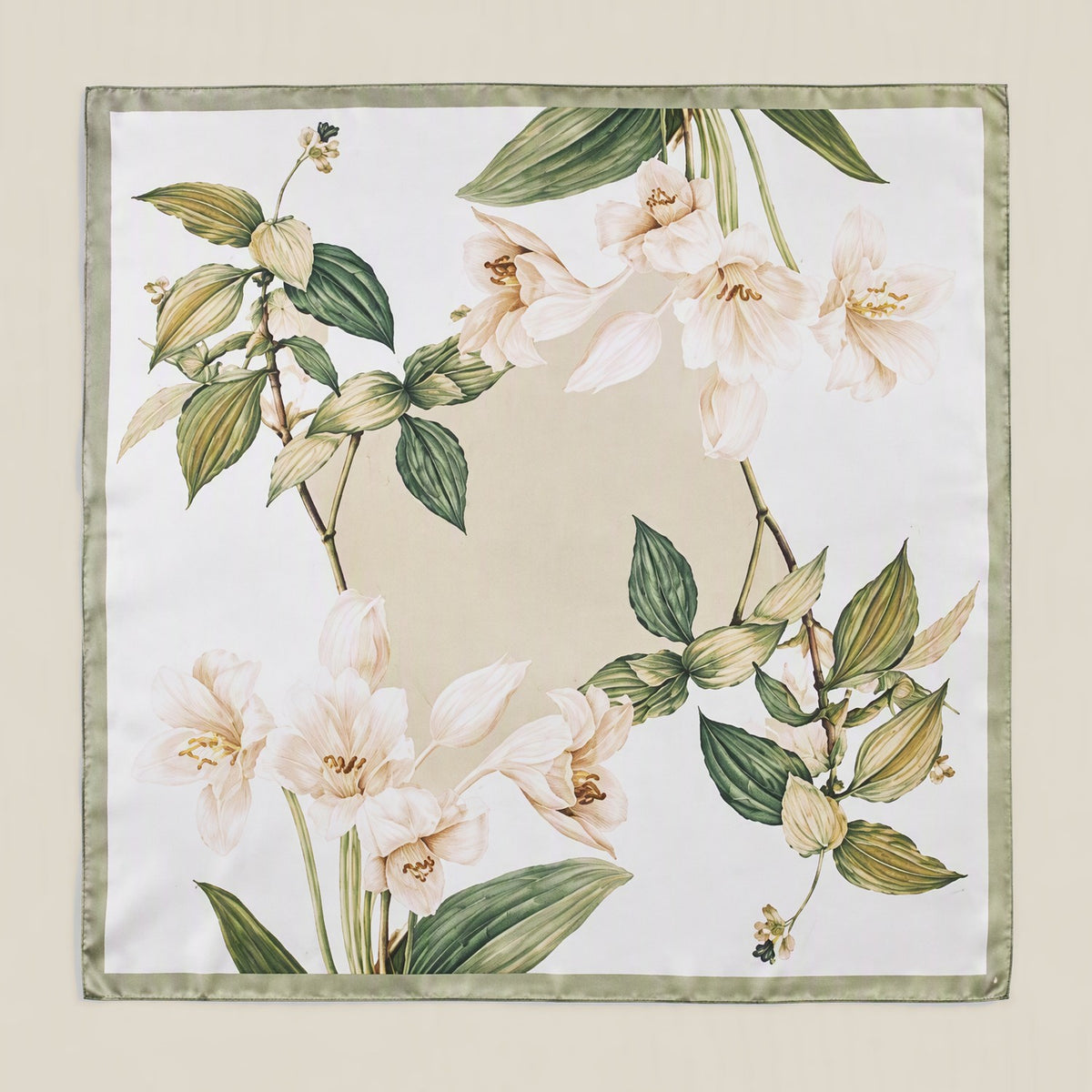 Brown Lily mulberry silk square scarf