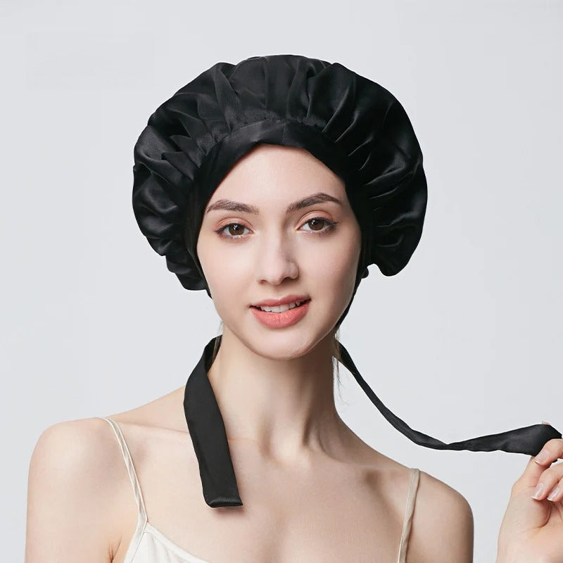 19 Momme 100% Mulberry Silk Sleep Cap – Double-Layer Hair Bonnet for Frizz-Free Hair