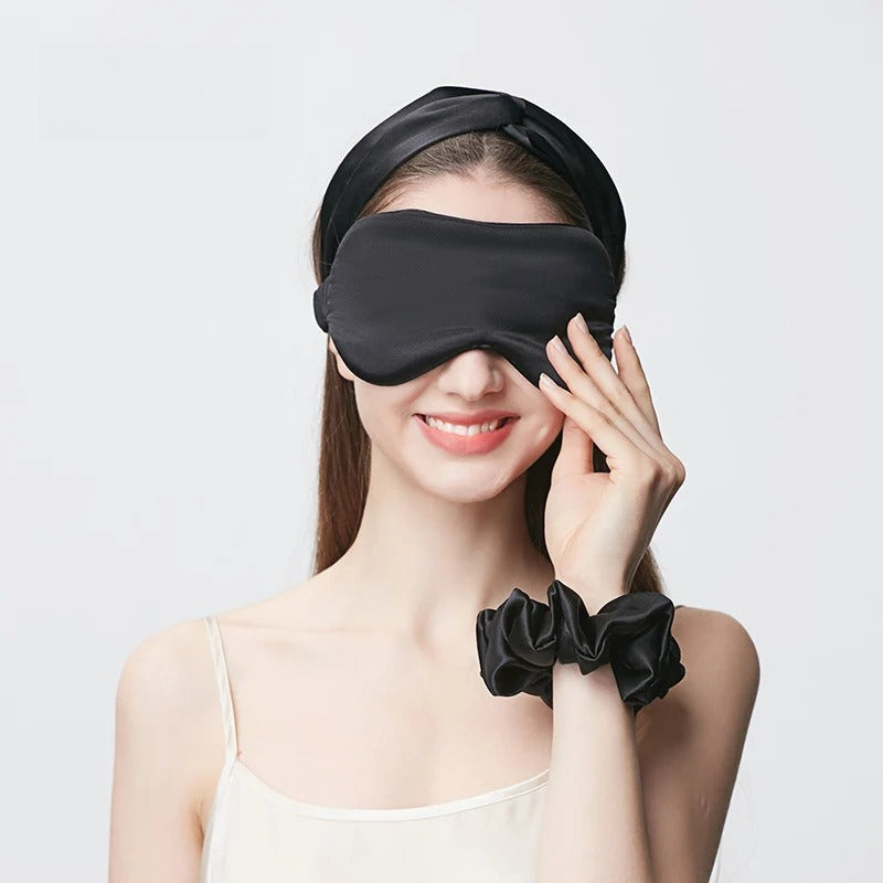16 Momme Embroidered 100% Mulberry Silk Sleep Eye Mask – Light-Blocking, Breathable for Travel & Sleep