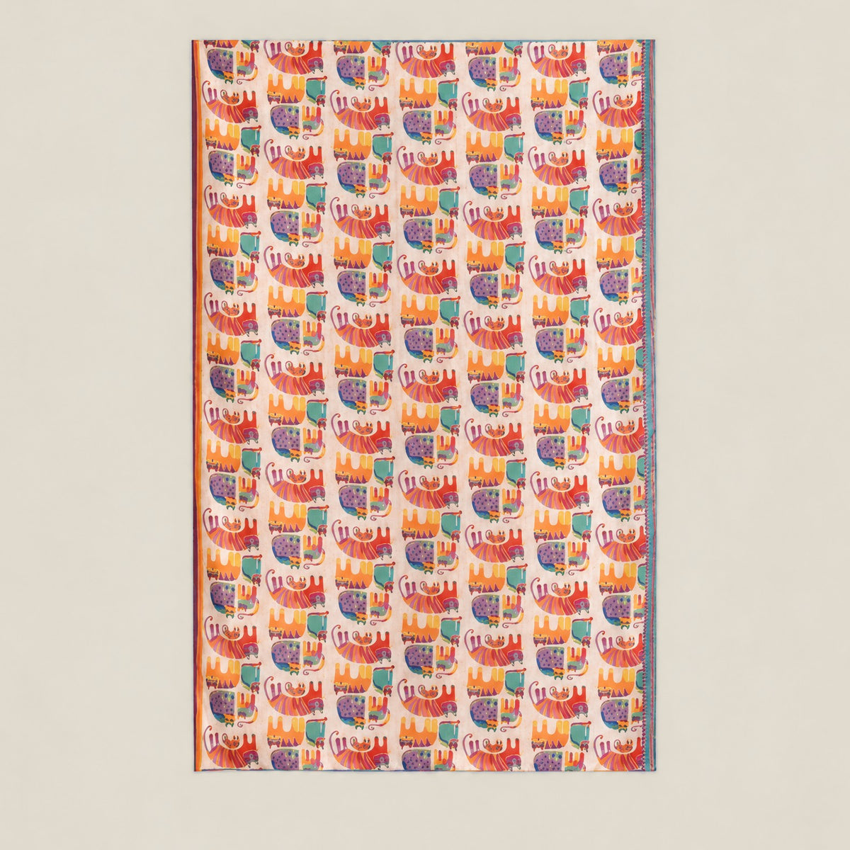Orange Cartoon Cat mulberry silk scarf